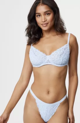 Embroidered Underwire Bra & Thong