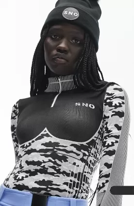 Seamless Ski Long Sleeve Zip Funnel Neck