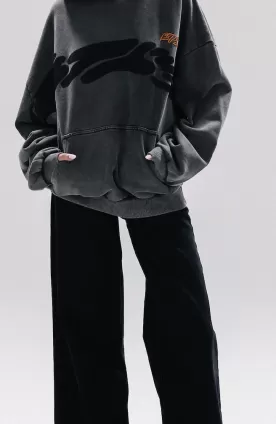 Washed Oversized Hoodie with High Print