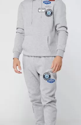 Grey Marl Badge Hoodie - Jogger