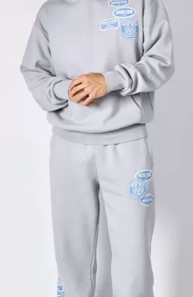 Smoke Grey Denim Badge Hoodie - Jogger