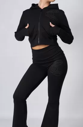 Womens Black Yoga Zip Up - Pants